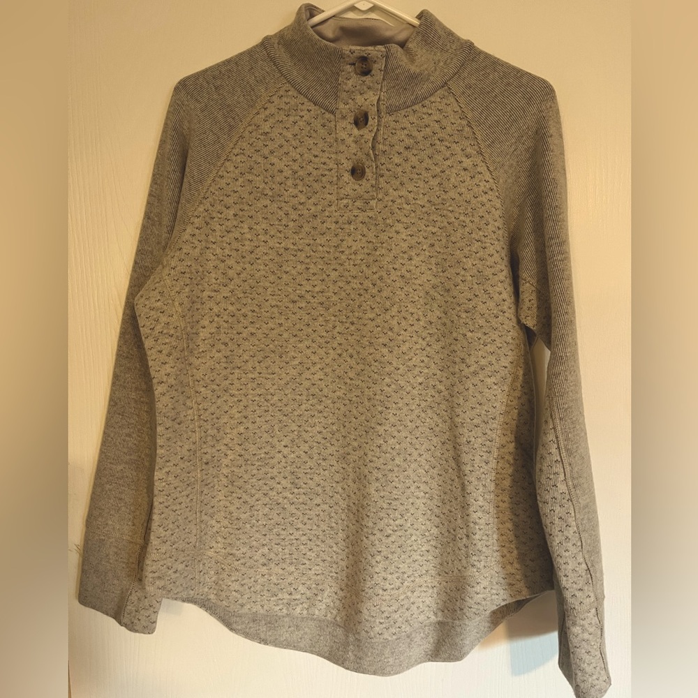 Prana Frozen Falls sweater, Pebble Grey, Medium